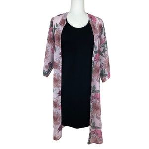 Wallflower floral print kimono and little black slip dress M
